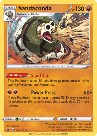 Sandaconda 110/202 Pokemon card
