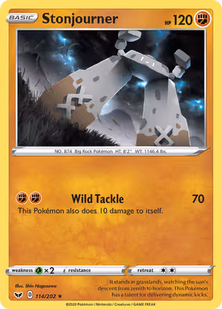 Stonjourner 114/202 Pokemon card
