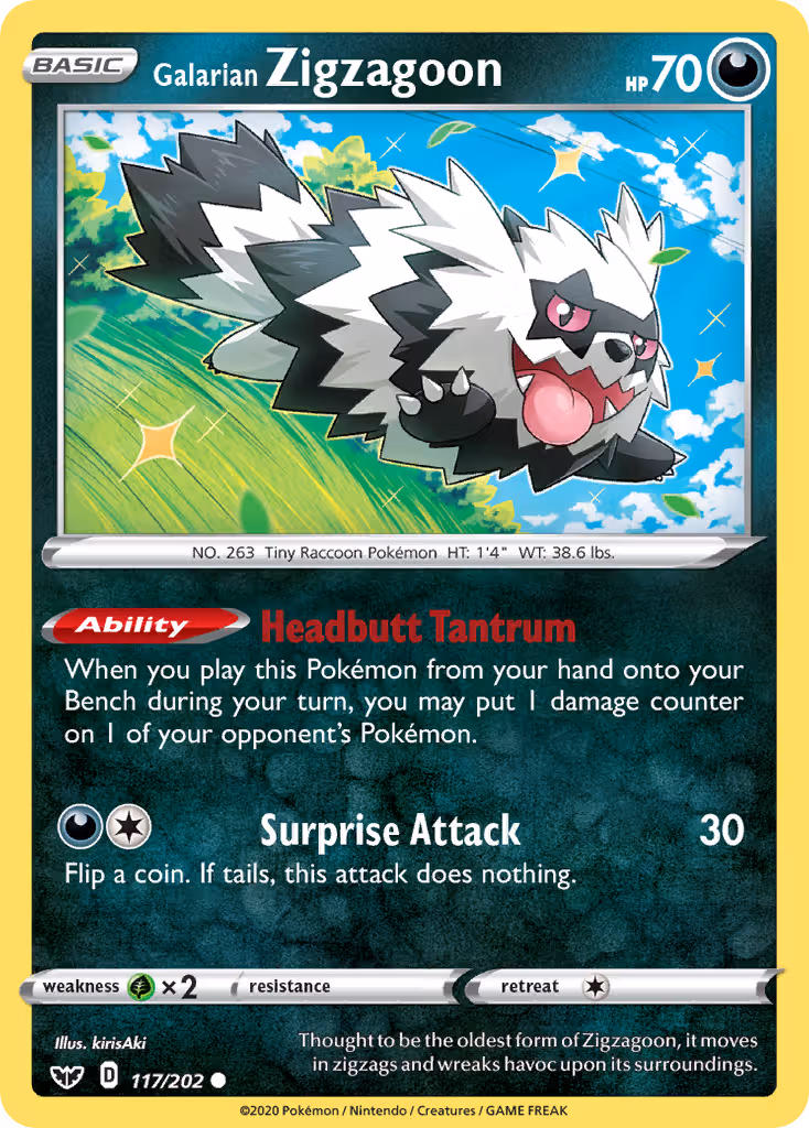 Galarian Zigzagoon 117/202 Pokemon card
