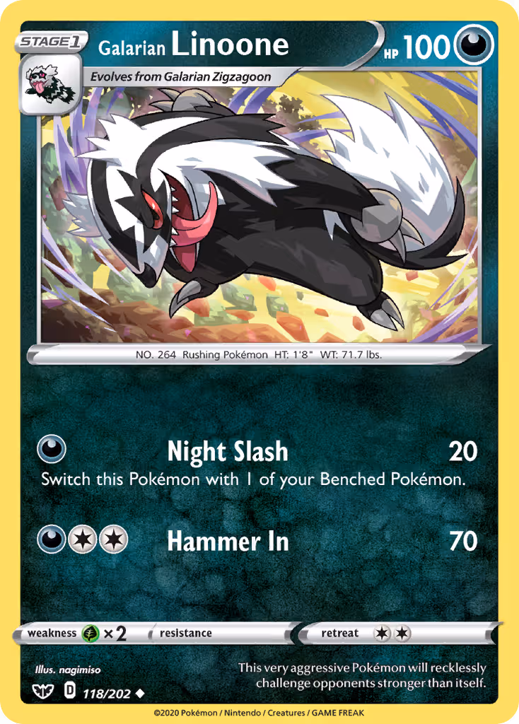 Galarian Linoone 118/202 Pokemon card
