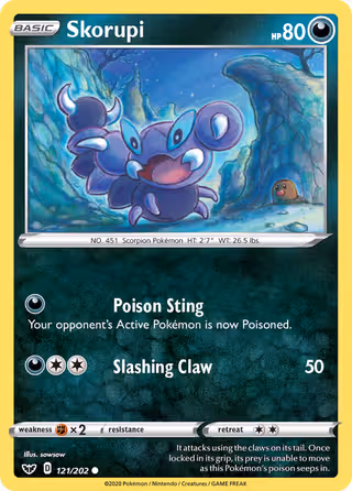 Skorupi 121/202 Pokemon card
