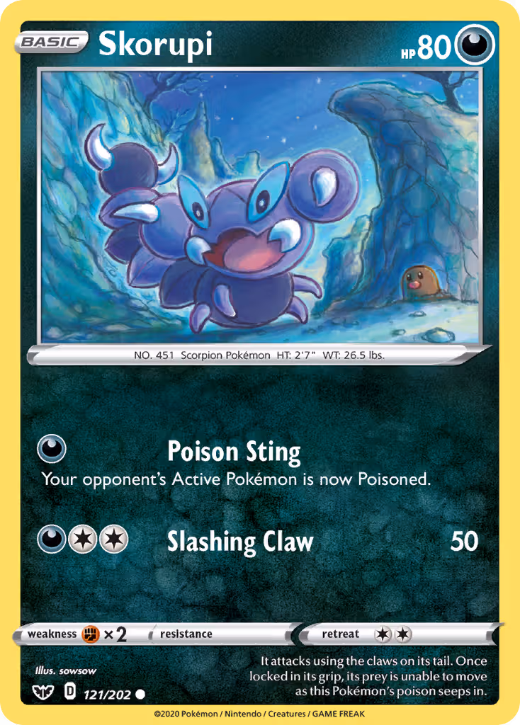 Skorupi 121/202 Pokemon card