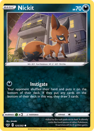 Nickit 125/202 Pokemon card