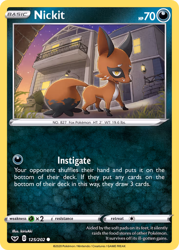 Nickit 125/202 Pokemon card