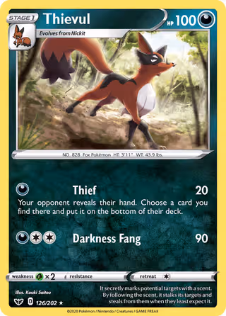 Thievul 126/202 Pokemon card