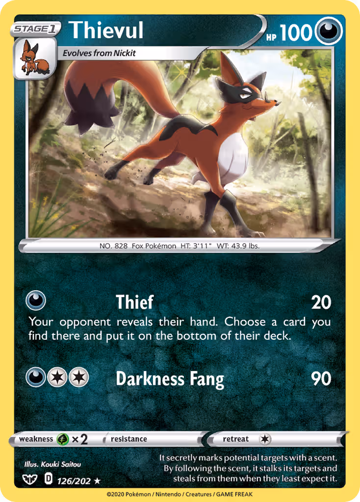 Thievul 126/202 Pokemon card