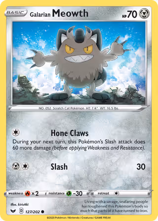 Galarian Meowth 127/202 Pokemon card