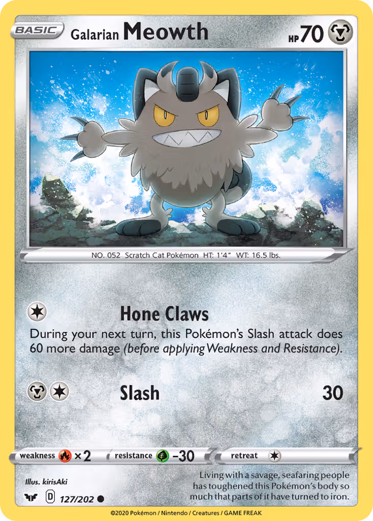 Galarian Meowth 127/202 Pokemon card