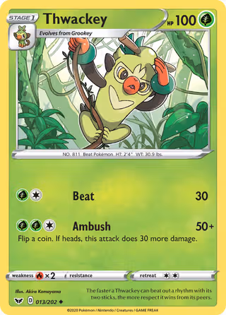 Thwackey 13/202 Pokemon card