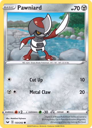 Pawniard 133/202 Pokemon card