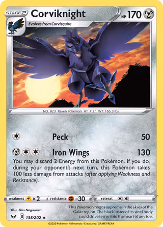 Corviknight 135/202 Pokemon card
