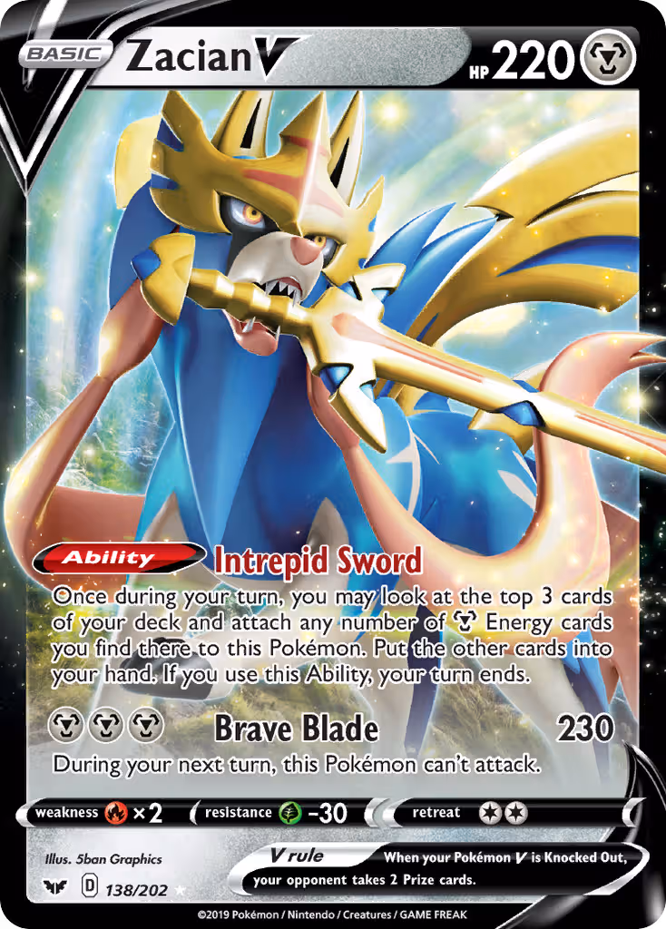 Zacian V 138/202 Pokemon card
