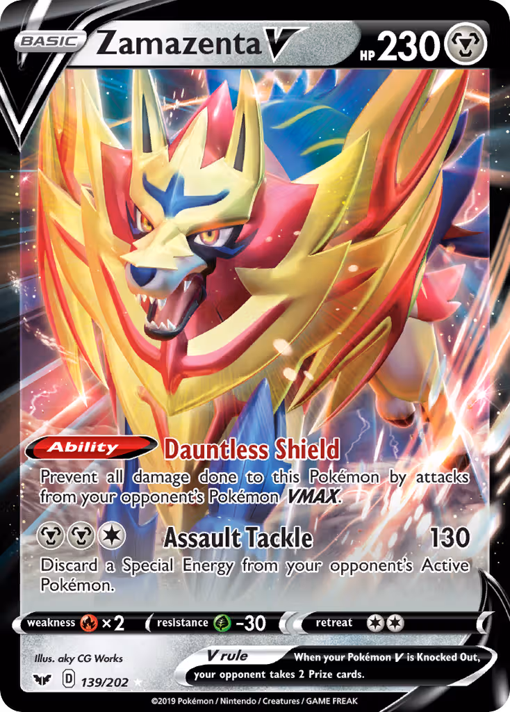 Zamazenta V 139/202 Pokemon card