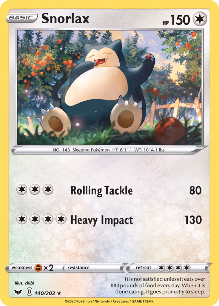 Snorlax 140/202 Pokemon card