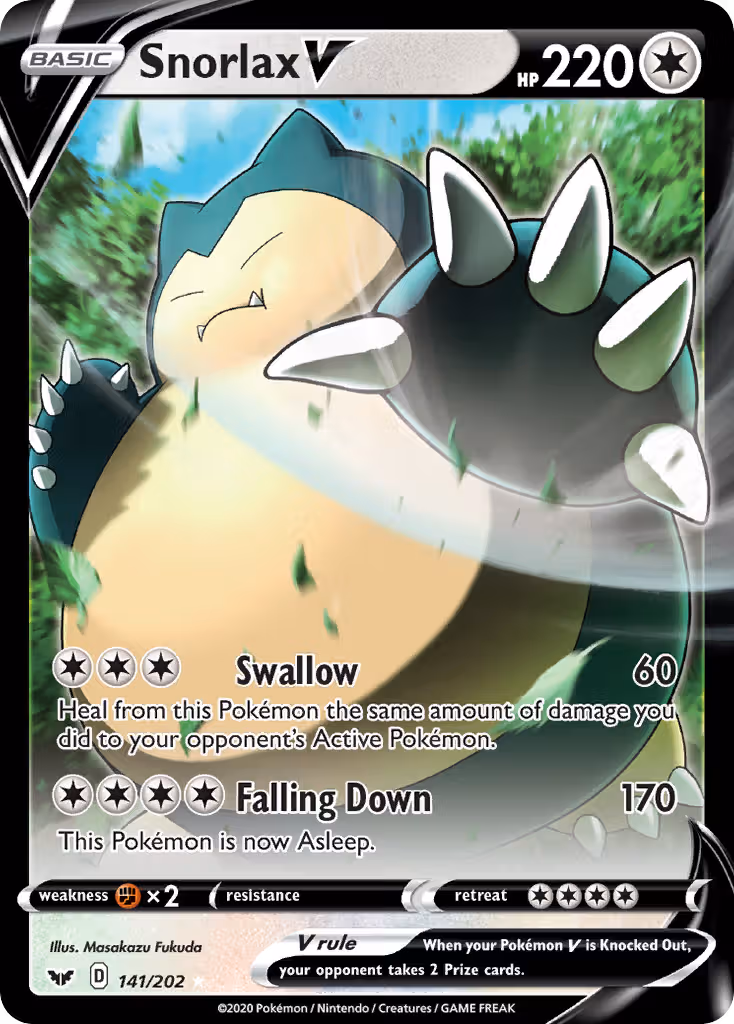 Snorlax V 141/202 Pokemon card