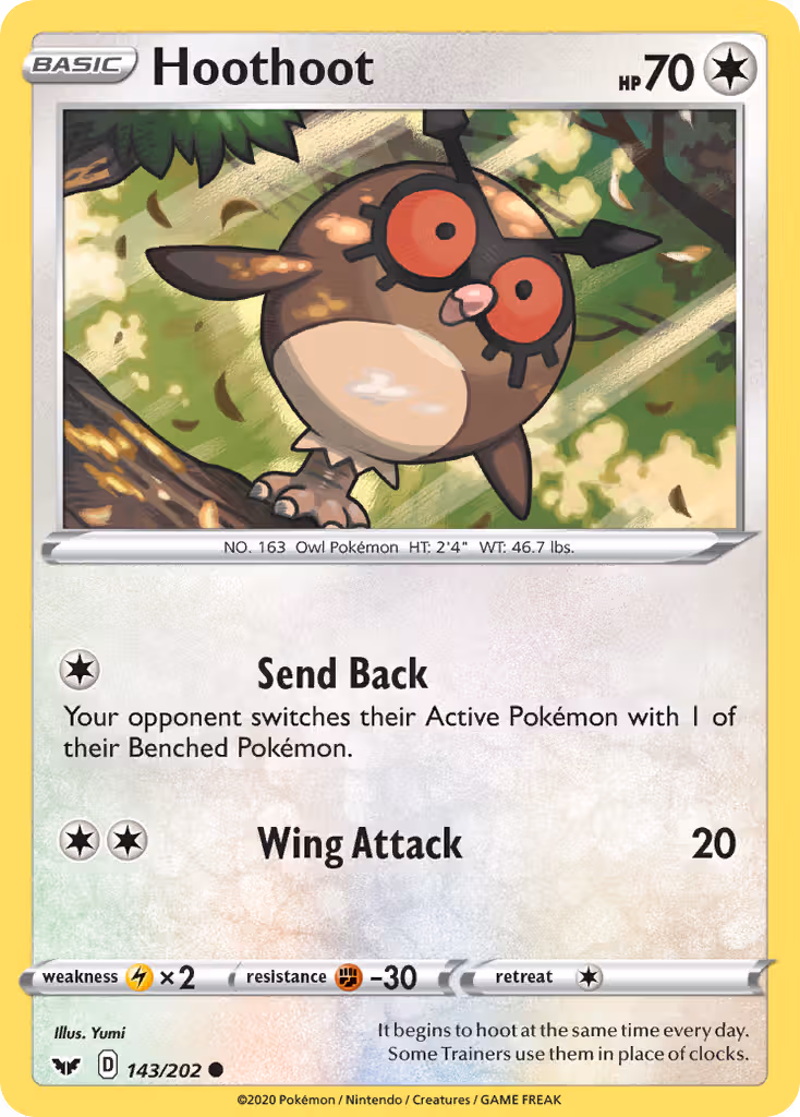 Hoothoot 143/202 Pokemon card