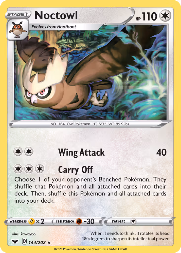 Noctowl 144/202 Pokemon card