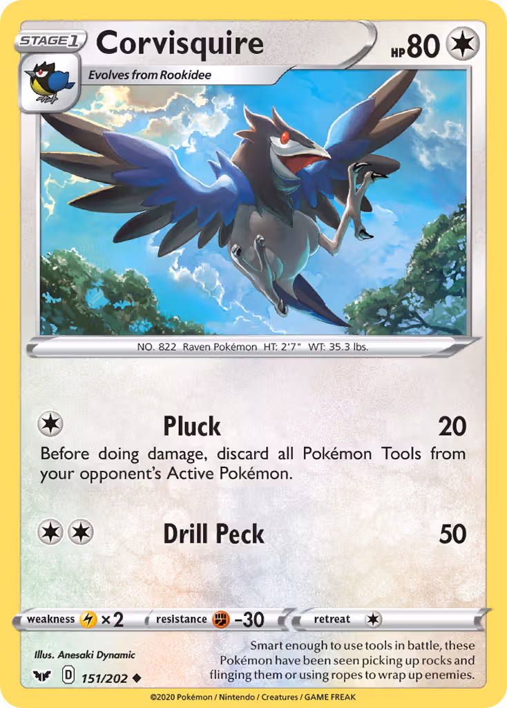 Corvisquire 151/202 Pokemon card