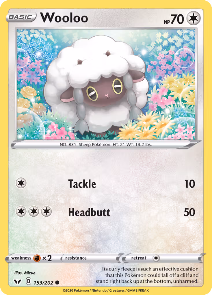 Wooloo 153/202 Pokemon card