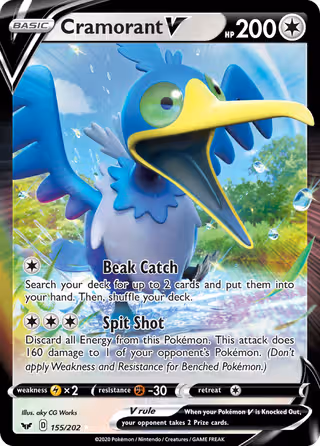Cramorant V 155/202 Pokemon card
