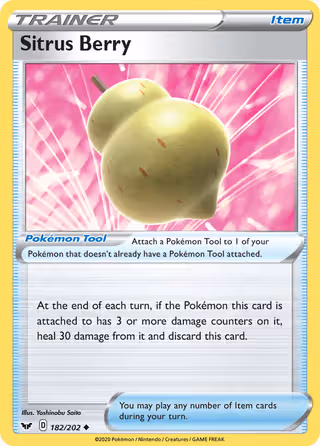Sitrus Berry 182/202 Pokemon card