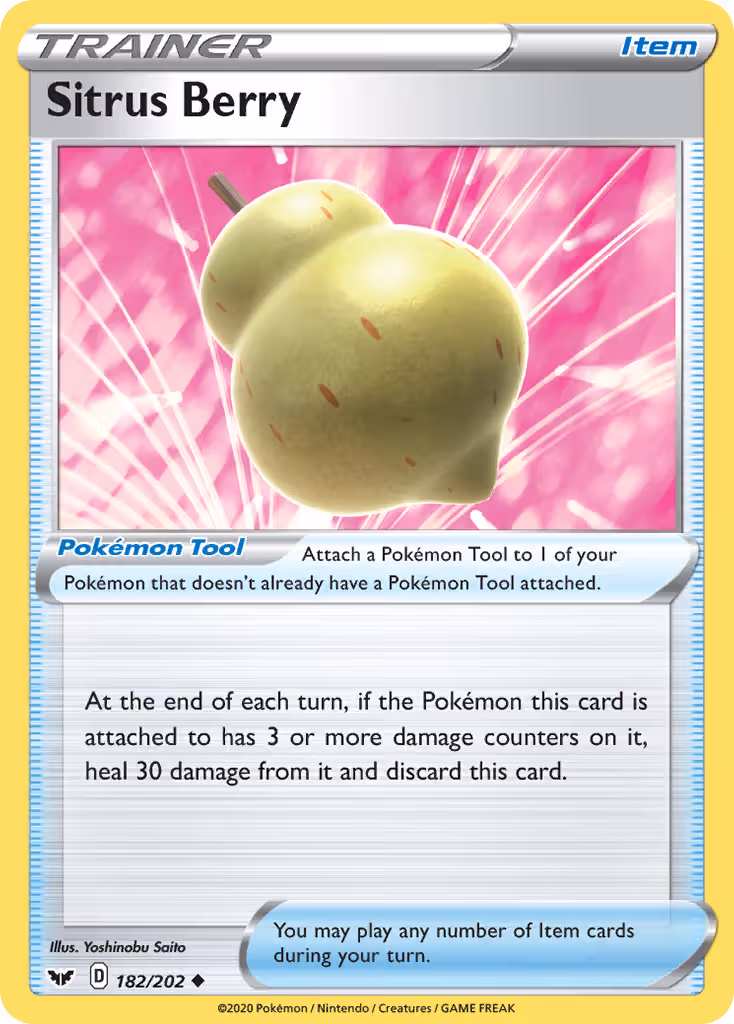 Sitrus Berry 182/202 Pokemon card