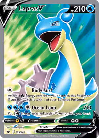 Lapras V 189/202 Pokemon card