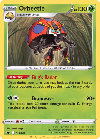 Orbeetle 19/202 Pokemon card
