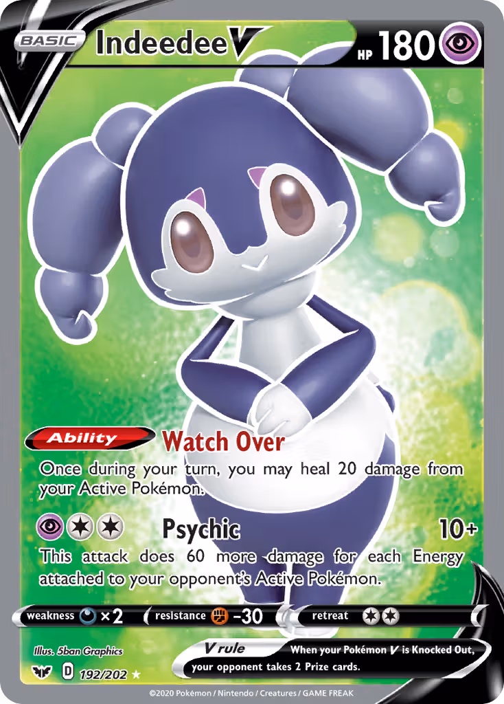 Indeedee V 192/202 Pokemon card