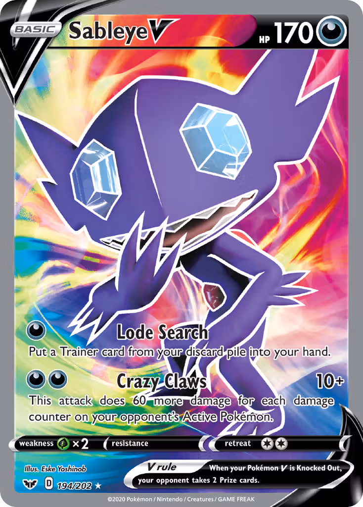 Sableye V 194/202 Pokemon card