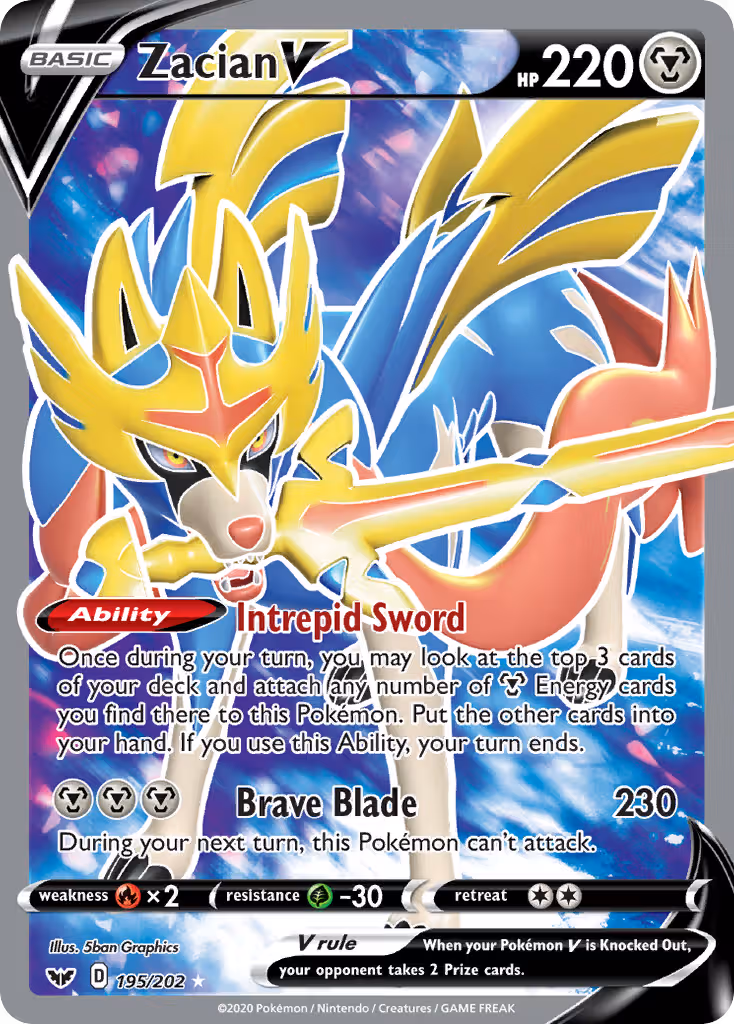 Zacian V 195/202 Pokemon card