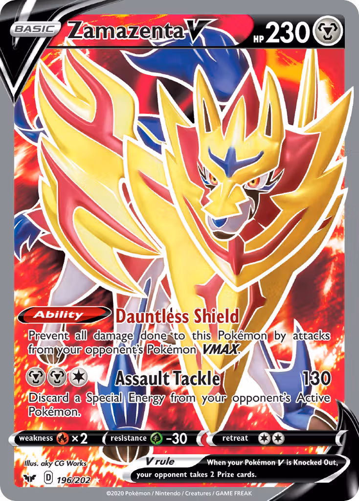 Zamazenta V 196/202 Pokemon card