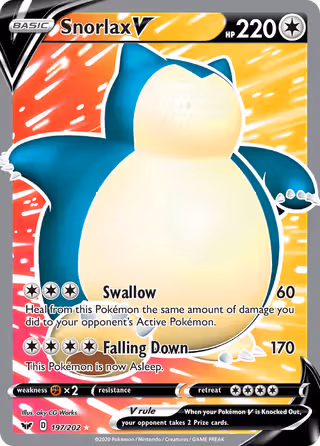 Snorlax V 197/202 Pokemon card