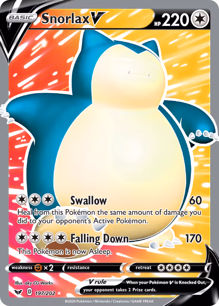 Snorlax V 197/202 Pokemon card