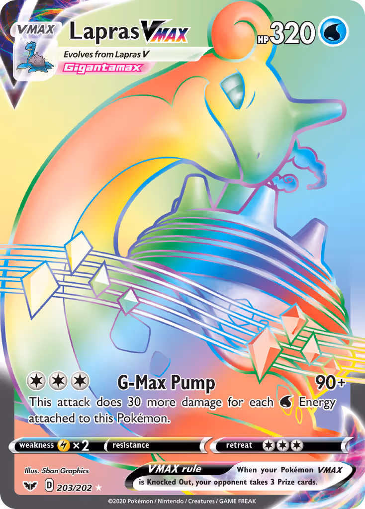 Lapras VMAX 203/202 Pokemon card