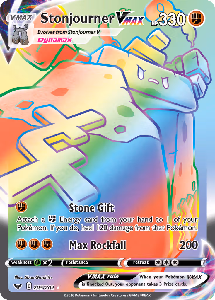 Stonjourner VMAX 205/202 Pokemon card