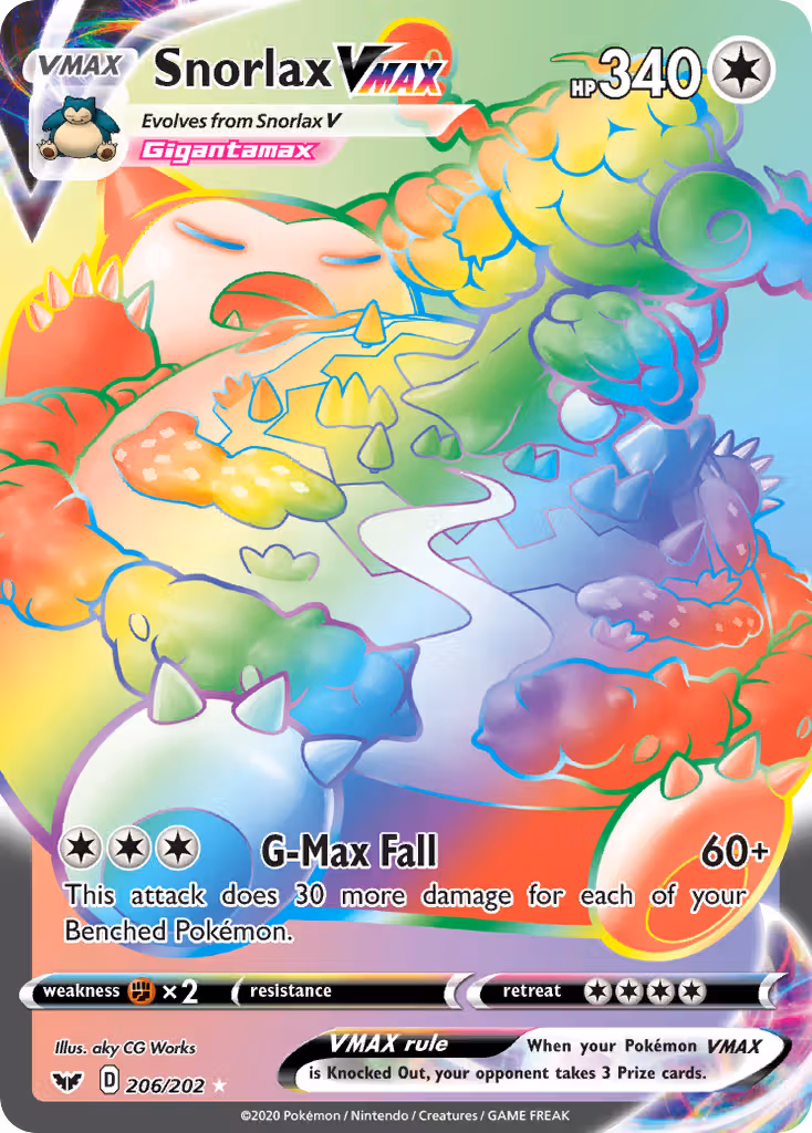 Snorlax VMAX 206/202 Pokemon card
