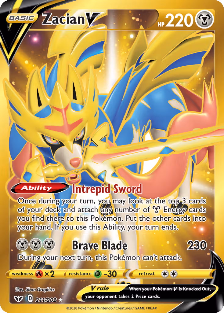 Zacian V 211/202 Pokemon card