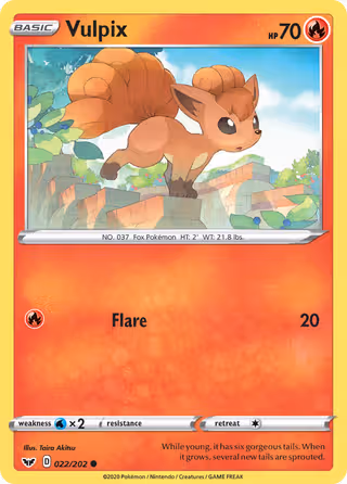 Vulpix 22/202 Pokemon card