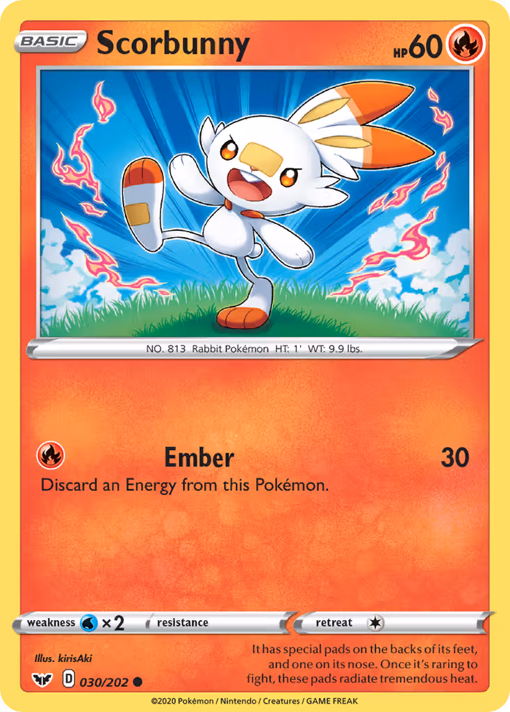 Scorbunny 30/202 Pokemon card