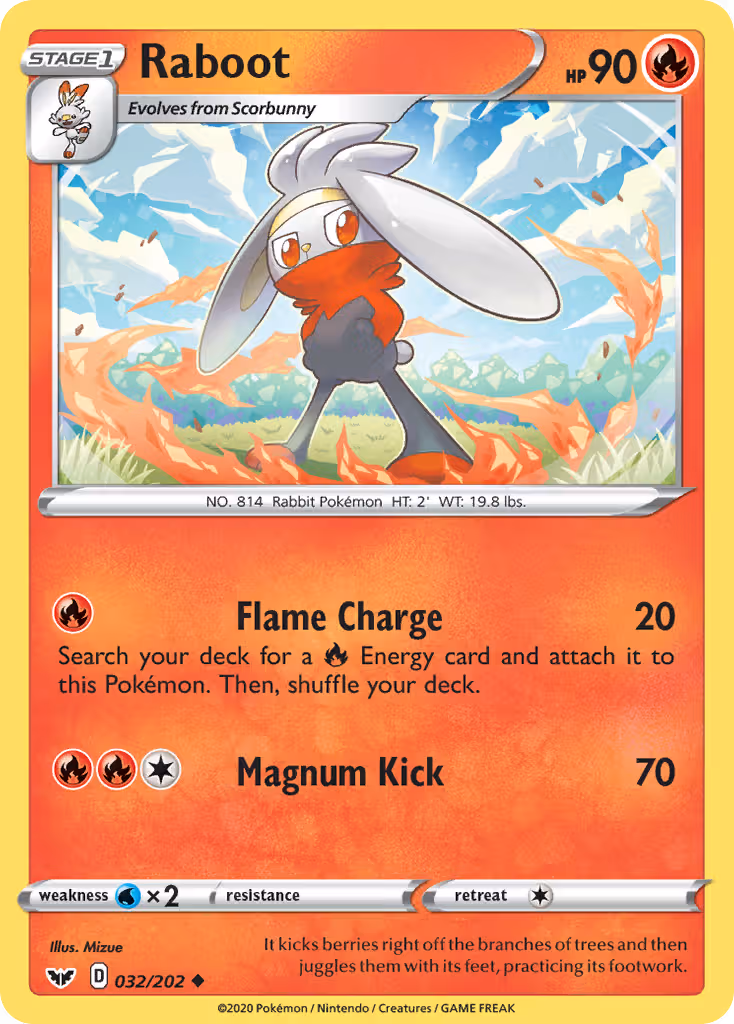 Raboot 32/202 Pokemon card