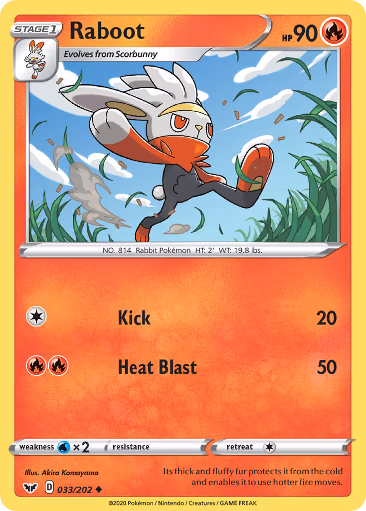Raboot 33/202 Pokemon card