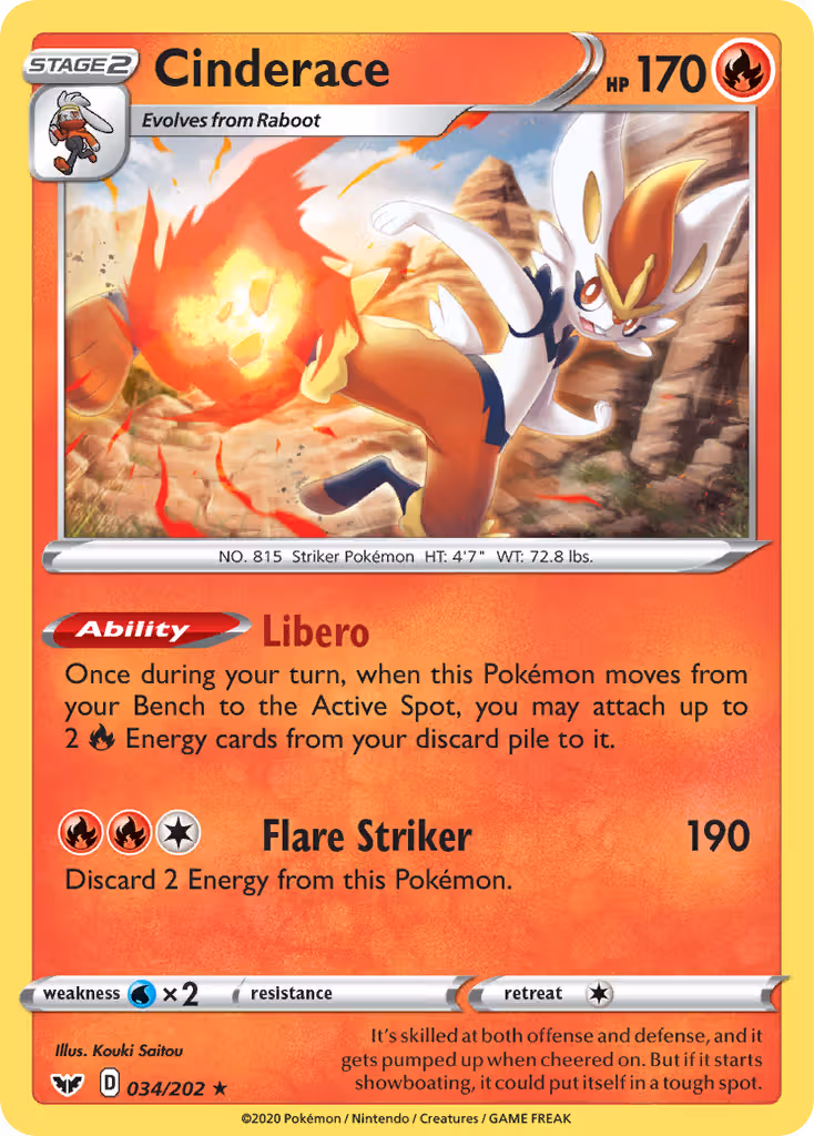 Cinderace 34/202 Pokemon card
