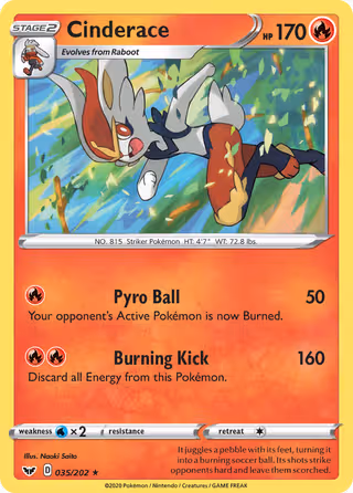 Cinderace 35/202 Pokemon card