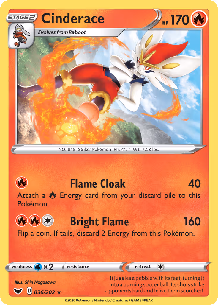 Cinderace 36/202 Pokemon card