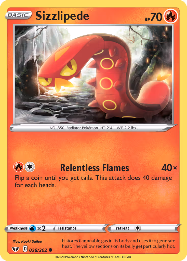 Sizzlipede 38/202 Pokemon card