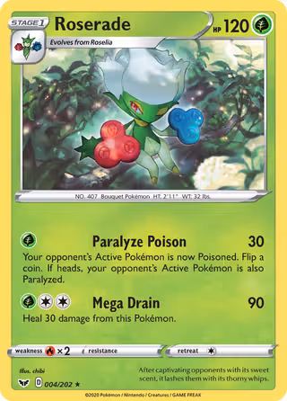 Roserade 4/202 Pokemon card