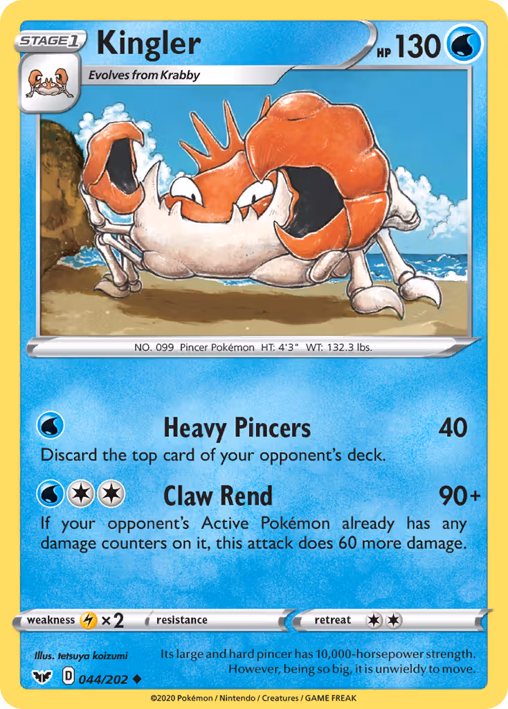 Kingler 44/202 Pokemon card