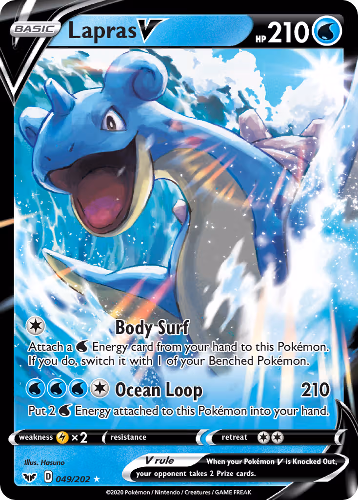 Lapras V 49/202 Pokemon card