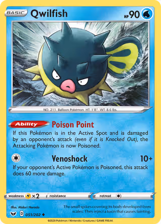Qwilfish 51/202 Pokemon card